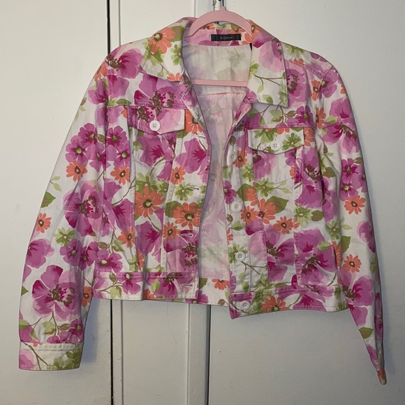 Liz Claiborne Jackets & Blazers - Liz Claiborne Floral Jean Jacket